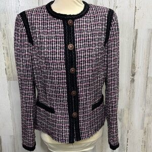Kasper‎ Black and Pink Tweed Boucle Blazer